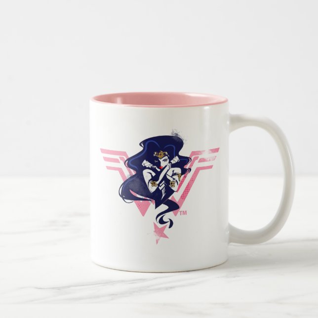Justizielle Liga | Wonder Woman & Symbol Pop Art Zweifarbige Tasse (Rechts)