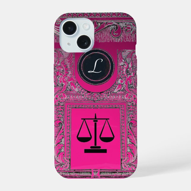 JUSTIZKANZLEI, ANWALT Monogramm Pink iPhone 15 Hülle (Rückseite)