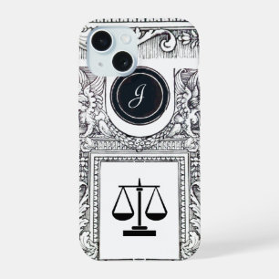 JUSTIZKANZLEI,ANWALT Monogramm Schwarz Weiß iPhone 15 Hülle