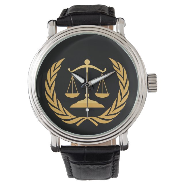 Justizwesen | Recht | Rechtsanwalt - Black & Gold  Armbanduhr (Vorderseite)
