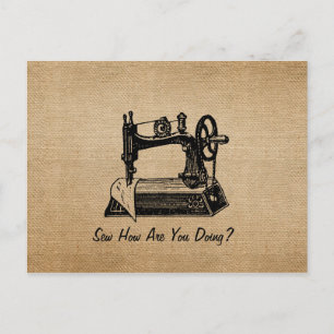 Jute alte Nähmaschine Postkarte