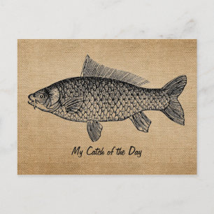 Jute Fisch Tagesfang Vintage Postkarte