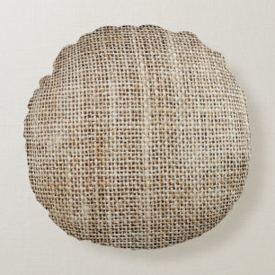 Jute-Hessian-Hintergrundtextur Rundes Kissen