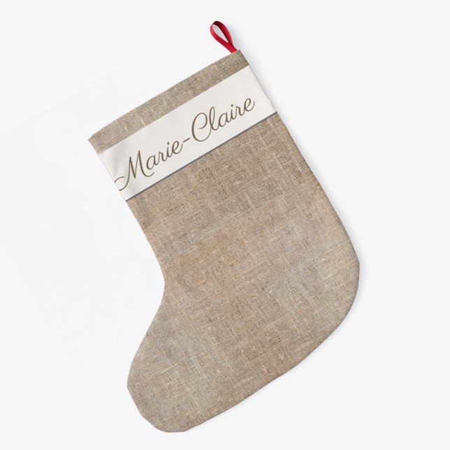 Jute Individuelle Name Weihnachten Strumpf Großer Weihnachtsstrumpf (Rückseite (Hängend))