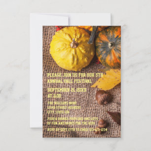 Jute & Kürbisse - 3x5 Herbstparty-Einladung Einladung