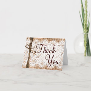 Jute-Lace-Rustikale Hochzeit Danke Karten