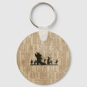 Jute-Leinen-Vintage-Alte-Frau-Lebte-Schuh-Kinderre Schlüsselanhänger