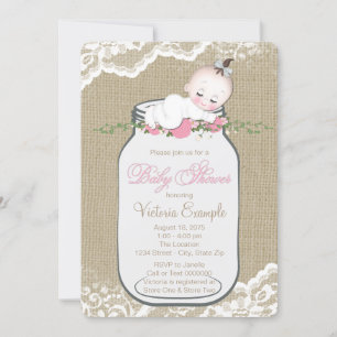Jute-Mason-Glas-Baby-Party Einladung