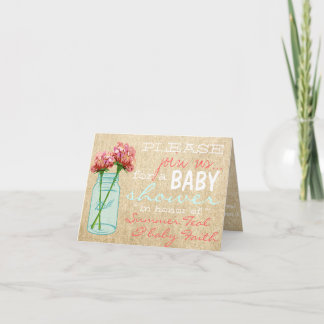 Jute-Mason-Glas-Türkisfarbenes Baby-Shower-Einladu Einladung