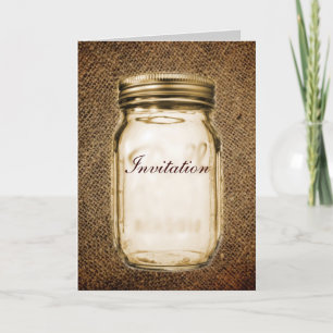 Jute-Mason-Glas Western-Country-Outland-Hochzeit Einladung