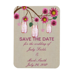 Jute-Rohstoff Rosa Mason-Gläser Save The Date Magn Magnet