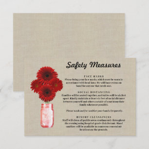 Jute-Rot-Blumen-Mason-Glas Sicherheitsmaßnahmen Begleitkarte