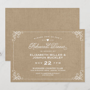 Jute-Rustikal-Vintage-Script Probe-Dinner Einladung