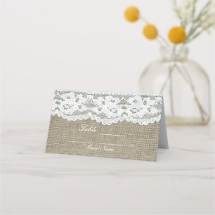 Jute & Spitze Einfache Landhochzeit Rustikale Hoch Platzkarte