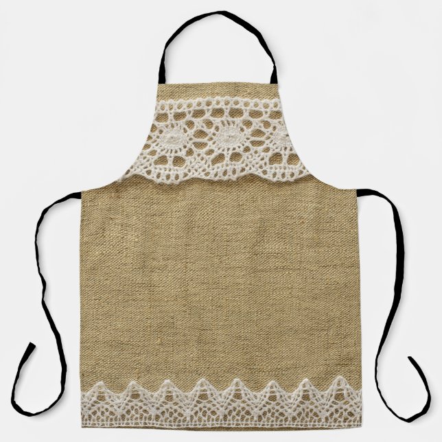 Jute, Spitze Stoffstruktur. Schürze (Vorderseite)