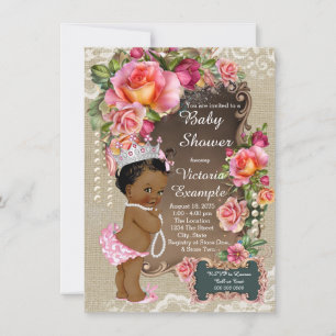 Jute-Spitzeneinladung zur Babyparty im Ethno-Look Einladung