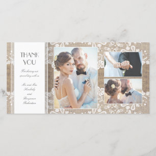 Jute und Spitze Foto Hochzeit Danke