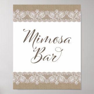 Jute und Spitze Rustikale Hochzeit, Brautparty-Sch Poster