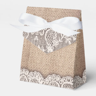 Jute und Vintage-Spitze Hochzeitsgunstbox Geschenkschachtel