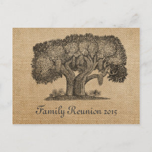 Jute Vintage Baum Familienzusammenkunft Postkarte
