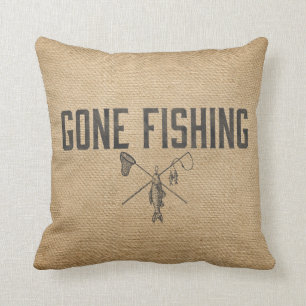 Jute Vintage Beim Fischen Kissen