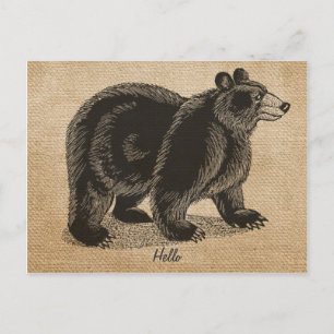 Jute Vintage Hallo Bär Postkarte