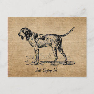 Jute Vintage Hallo Vogel Hund Jagd Postkarte