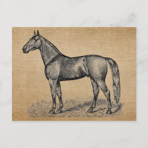 Jute Vintage Pferd Postkarte
