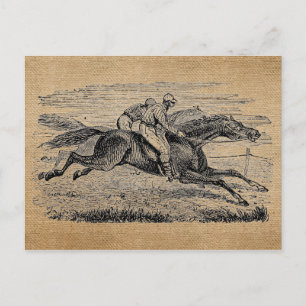 Jute Vintage Pferderennen Postkarte