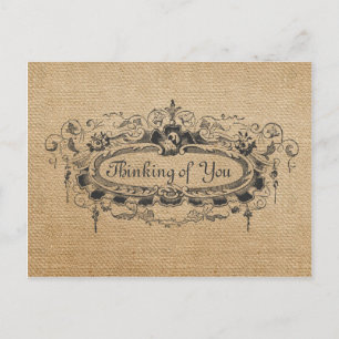 Jute Vintage Rahmen In Gedanken bei Dir 2 Postkart Postkarte