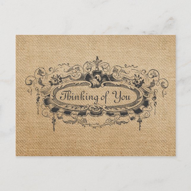 Jute Vintage Rahmen In Gedanken bei Dir 2 Postkart Postkarte (Vorderseite)