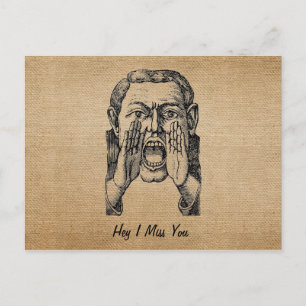 Jute Vintage Schreimann Ich vermisse Dich Postkart Postkarte