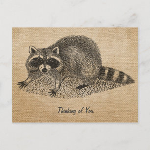 Jute Vintage Waschbär Postkarte