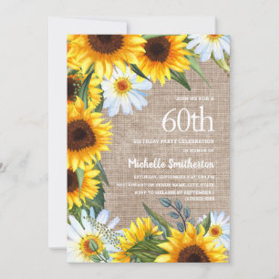 Jute Weiß Gänseblümchen Gelbe Sonnenblume Geburtst Einladung