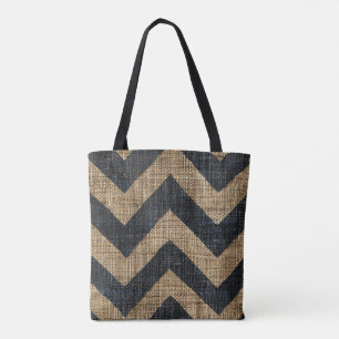 Jute Zickzack Tote Bag