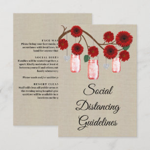 Jutestoff Rot Blumen Glas mit Schraubdeckel Sicher Begleitkarte
