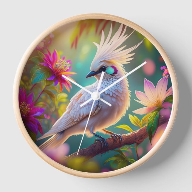 Juvenile Creush Feather Dove Fantasy Bird Uhr (Vorderseite)