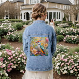 Juvenile Rainbow Woodpecker Fantasy Bird Jeansjacke
