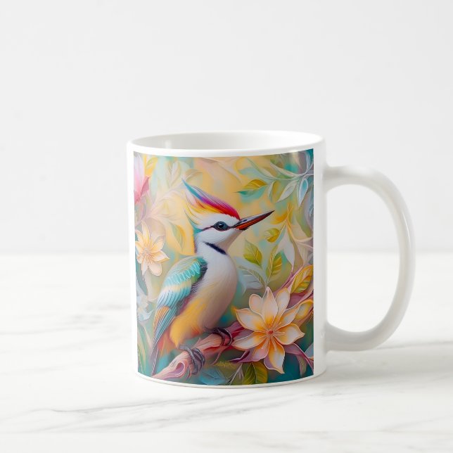 Juvenile Rainbow Woodpecker Fantasy Bird Kaffeetasse (Rechts)