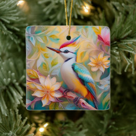 Juvenile Rainbow Woodpecker Fantasy Bird Keramikornament