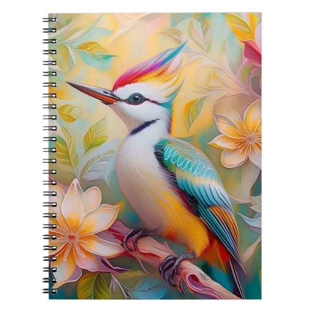 Juvenile Rainbow Woodpecker Fantasy Bird Notizblock (Vorderseite)