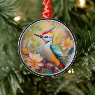 Juvenile Rainbow Woodpecker Fantasy Bird Ornament Aus Metall
