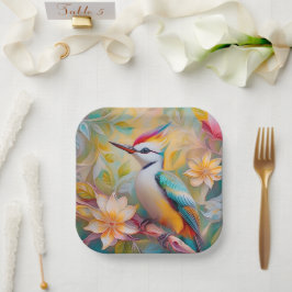 Juvenile Rainbow Woodpecker Fantasy Bird Pappteller