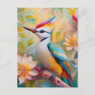 Juvenile Rainbow Woodpecker Fantasy Bird Postkarte