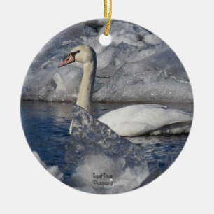 Juvenile Swan im Fluss Icey Keramik Ornament