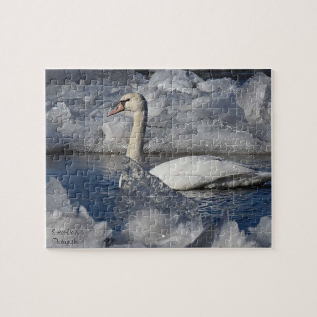 Juvenile Swan in Icey River Puzzle (Horizontal)