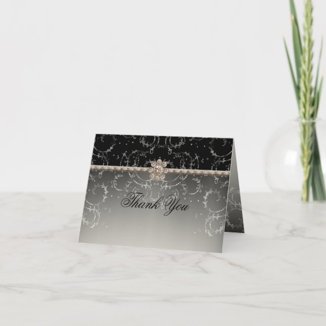 Juwel-Blick-Silber Bling achteckiger Dankeskarte (Vorderseite)