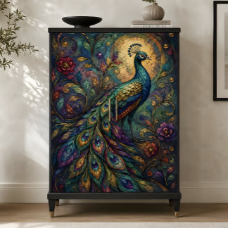 Juwel-farbener Pfauen-Blumen-Decoupage Seidenpapier