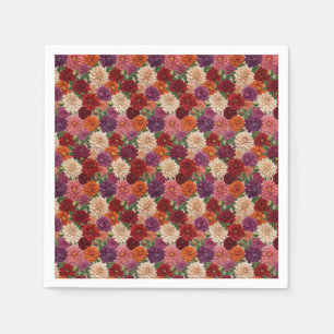 Juwel-Ton-Dahlia-Blumenmuster mit Stickereioptik Serviette