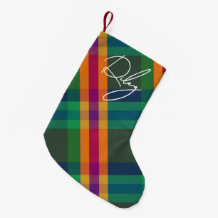 Juwel-Ton-Karomuster-Name in Signaturschrift Kleiner Weihnachtsstrumpf